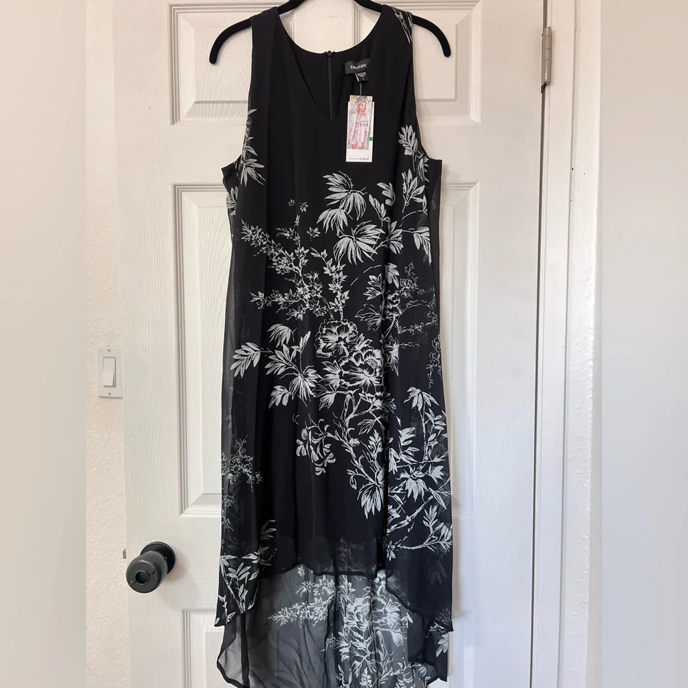 Karen Kane Hi Lo Chiffon Sleeveless V-Neck Black Dress - Picture 6 of 13